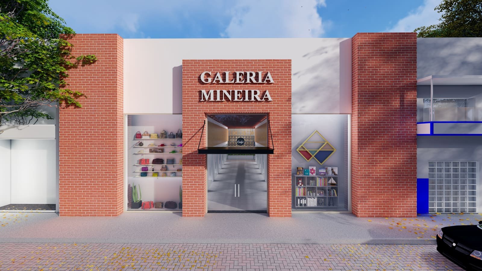 Fachada de loja comercial em esquina