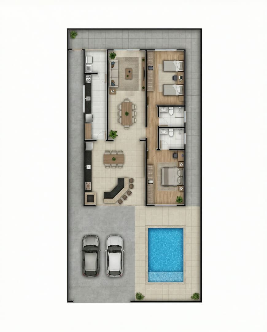 Planta humanizada de residência térrea